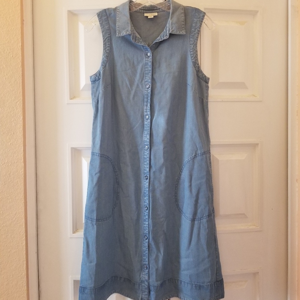 J. Jill Sleeveless Dress Pockets Denim Sz XS